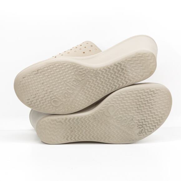 SKECHERS Cali Rumbler Studded Wedge Slide Sandals Memory Foam Taupe Womens 8.5 - Picture 7 of 8